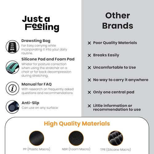 Image of Just A Feeling Back Stretcher Lower - Lumbar Support & Back Cracker w /Silicone & Foam Pads - Spinal Decompression Device for Sciatica, Herniated Disc, Back Popper for Back Pain w /Chair Strap