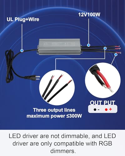 Image of LED Driver 12V 300W(100W X3),110 to 12 Volt Converter, 100-265V AC to 12V DC Low Voltage Output IP67 Waterproof LED Driver Power Supply Suitable for LED Lighting Outdoor Light and Any 12V DC LED
