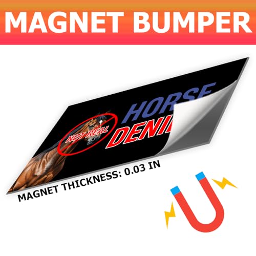 Image of (1Pcs - 7.5x4.5 in) Horse Denier Not Real Magnet Bumper, Horse Denier Car Magnet, Gen Z Meme Truck Vehicle Decor, Funny Adult Humor Car Accessories, Student Driver Gift for Friends, Coworkers