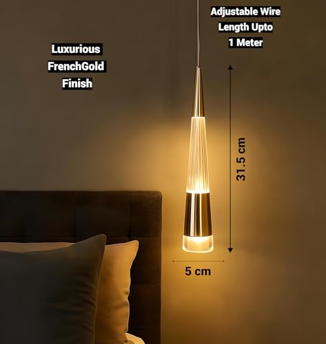 Image of FILLISKA 3 in1 Colour Changing LED Luxurious Hanging /Pendant Light (FrenchGold-MX80)