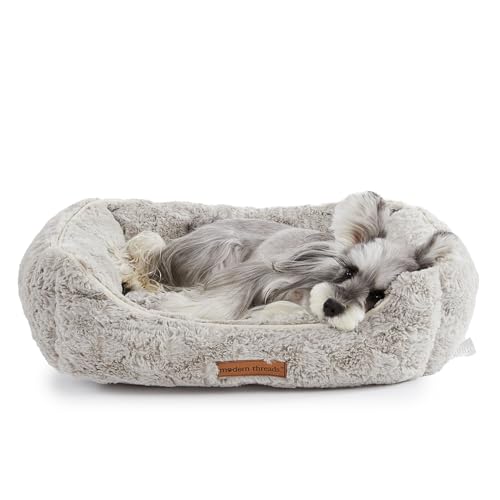 Modern Threads Ultra Soft Plush Pet Bed for Small and Medium Dogs with Elegant Texture and Stylish Design, Grey