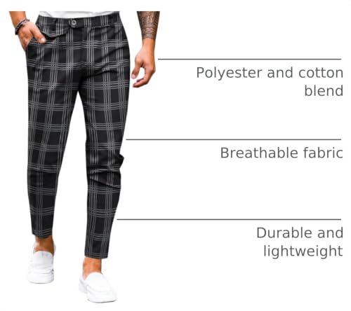 Image of Mens Chinos Slim Fit Pants Stretch Tapered Dress Pant Casual Trousers