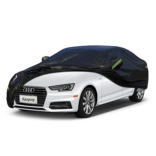 Image of Kaugung 7 Layers Car Cover Custom Fit Audi A4 (2007-2025), Outdoor Waterproof All Weather Sun Rain Dust Snow Protection with Zipper Door.