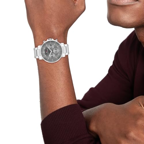 Image of Tommy Hilfiger Multifunction Grey Dial Stainless Steel Strap Watch for Men
