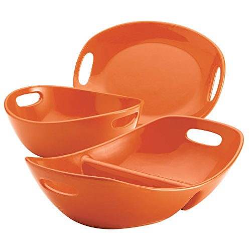 Rachael Ray Stoneware 3-Piece Serveware Set, Orange