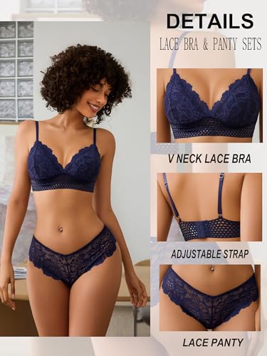 Image of Avidlove Lingerie Set for Women Sexy Lace Bra and Panty Sets 2 Piece Lace Bralette Set