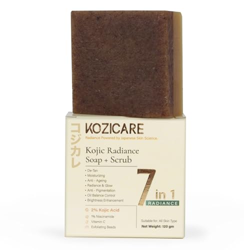 Image of Kozicare Kojic Radiance Soap & Scrub - Japanese 7-in-1 Formula, Pack of 1