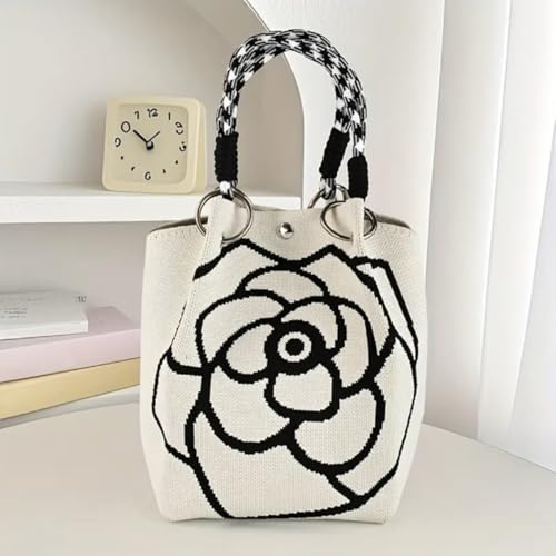 Bolsa Tote Floral Tejida a Mano, Bolsos de Hombro de Crochet, Adecuada para Todas las Ocasiones miniatura 1