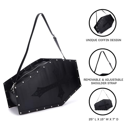 Dolls Kill Dead Weight Coffin Weekender by Widow - Coffin Shape Bag Made From Vegan Leather, Perfect for Spooky Getaways - Black3