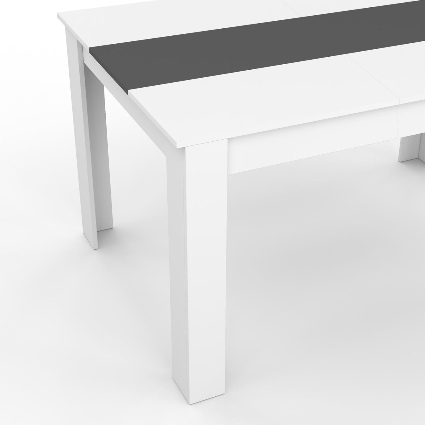 IDMarket - Ensemble Table à Manger Georgia 140 cm Blanche et Grise et 6 chaises Romane Grises liseré Blanc