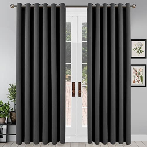 Yorkshire Bedding Blackout Curtain for Bedroom 90x90 Inch Thermal Insulated Grey Curtains Darkening Panels + 2 Tiebacks