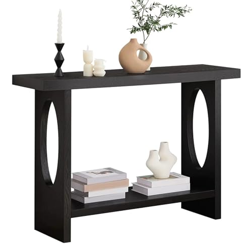 Yqyc Mueble Pasillo Estrecho con Estante Inferior, Madera Maciza, Soporta hasta 50 Kg, Ideal para Recibidor y Sala de Estar, Color Negro(100x80x30cm/39x31x11in)