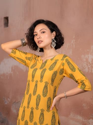 Image of Pinkmint Women Short Kurti | Cotton Blend Printed Tunic Top | Trendy Casual Top | Casual & Office Wear Ethnic Top for Jeans