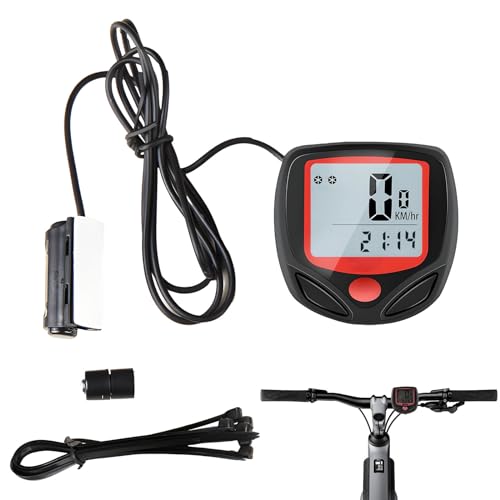 Mein HERZ Bicicleta Cuentakilómetros, 15 Funciones, Velocímetro de Bicicleta Negro, LCD, Montaje en Manillar