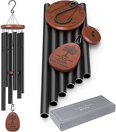 Sympathy Wind Chimes Outdoor Deep Tone,41 inch Large Memorial Wind Chimes for Loss of Loved One,Ideal Memorial Gift/Bereavement Gift/Sympathy Gift for Condolence and Funeral (Black)