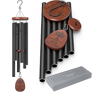 Sympathy Memorial Wind Chimes for Loss of Loved One,41 inch Large Wind Chimes Outside Deep Tone,Ideal Memorial/Bereavement/Sympathy Gift for Condolence and Funeral (Black)
