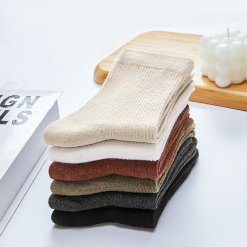 J-BOX 10 pairs Crew Socks for Women Knit Ribbed Cotton Socks Running Athletic4