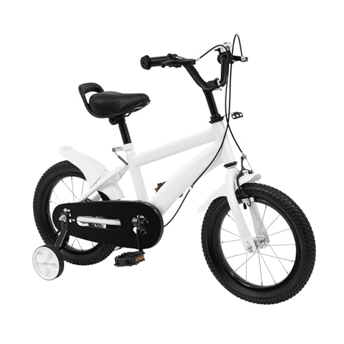 14 Inch Kids Bike Childrens Bicycle Girls Boys Outdoor Cycling Bicycle with Removable Training Wheels Adjustable Seat Handlebars Carbon Steel Frame with Fenders and Bell for 3-6 Years Old