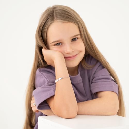 925 Sterling Silver Personalized Tag Identification Bracelet For Babies and Little Kids - Customized Tag ID Bracelet For Children with Rondel Link - Children's Engraved Bracelet Gift2