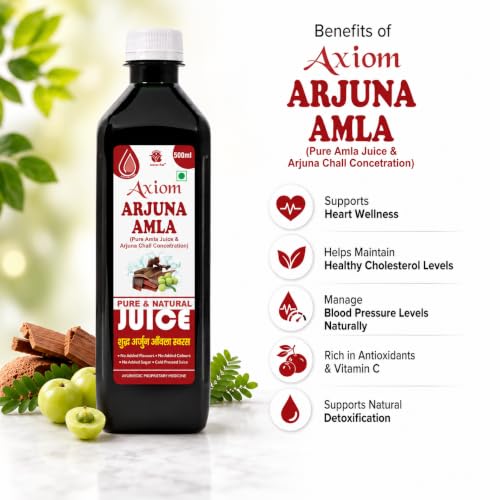 Image of Axiom Arjuna Amla Juice 500ml | Natural Source of Calcium | Controls Blood Pressure | Control Cholesterol Level | No Added Sugar | 100% Natural WHO GMP Certified