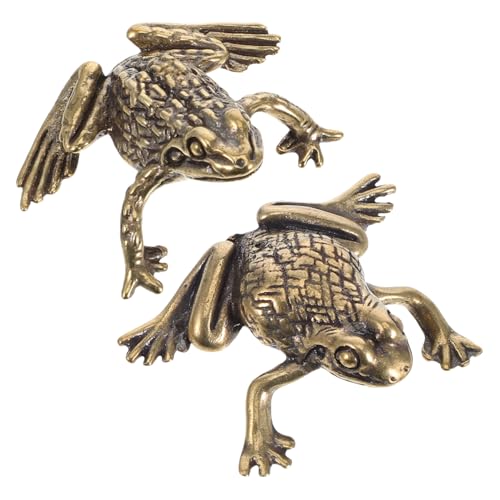 VALICLUD Kleine Messing Frosch Statue Goldene Kröte Figur Messing Dekor Ornament Retro Look Platzsparend Schreibtisch Figur