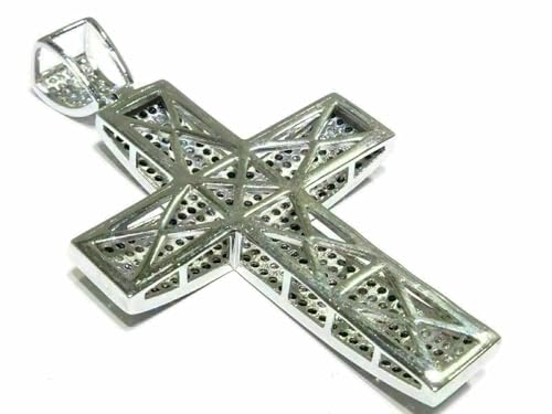 3.00 Ct Round Cut Simulated Black & White Diamond Cross Pendant 14k White Gold Plated Men's 925 Silver2