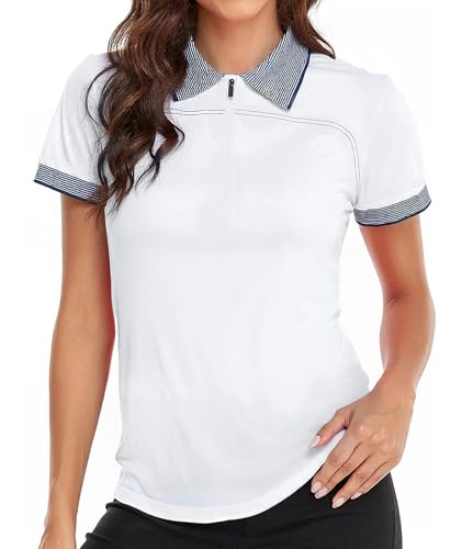 Little Beauty Womens Golf Shirt Short Sleeve Collared Polo Shirts for Women Zip Up Dry Fit Workout Tops
