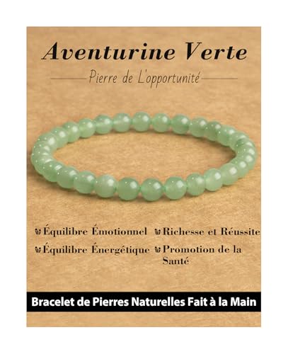 Landorilo Bracelet en Pierres Naturelles Thérapeutiques de 6 mm, Adapté aux Femme et aux Homme, Bracelets en Perles de Cristal Élastiques, Cadeau...