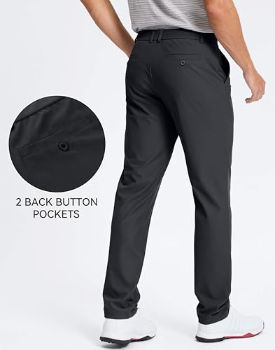Image of Pudolla Men's Golf Pants 30 inch /32 inch /34 inch Comfy Stretch Dress Work Pants Lightweight Quick Dry Casual Slacks Trousers with Pockets