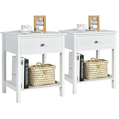 COSTWAY Set of 2 Wooden Bedside Tables Cover