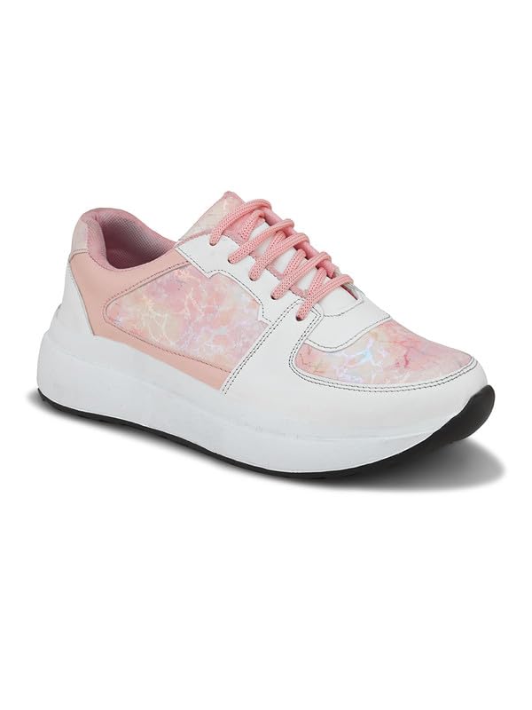 Image of XE Looks Women's Stylish, Attractive & Fancy Lace up Sneakers Shoes All Day Casual Wear for Women & Girls
