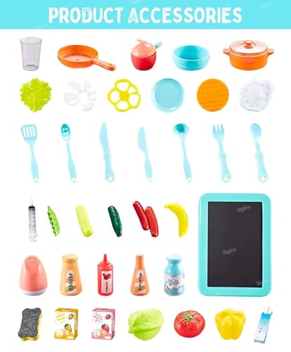Image of Toys Kitchen Set for Kids Girls Big Cooking Set Light and Sound Pretend Play Toy Battery Operated with Accessories,Pink
