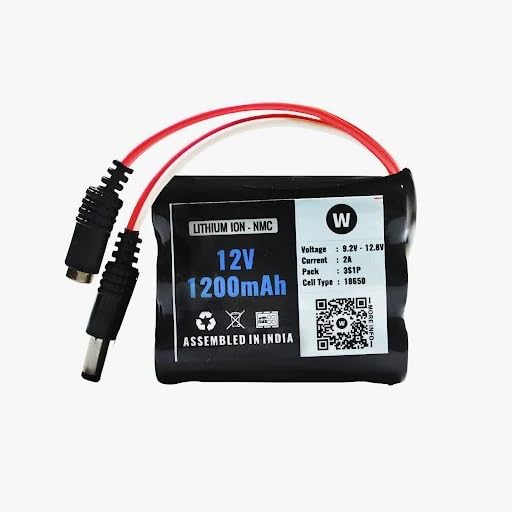 FYURI 12V 1200mAh Lithium ion Battery 12 Volt 18650 - BIS Approved, 6-Month Warranty for Robots, Drones, and More