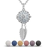 INFUSEU Aromatherapy Essential Oil Diffuser Necklace for Women Spiritual Dream Catcher Cubic...