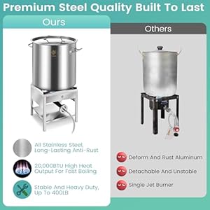Arc 84qt stainless steel seafood boil pot with 200000btu propane burner wbasket for outdoor deep fryer large cooking pot for turkey fryer crab crawfish shrimp lobster boiling stock pot  urban country home decor
