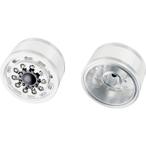 Jante en aluminium large Carson 1:14 (2) AG-VA Argent 500907412 pour camion rc