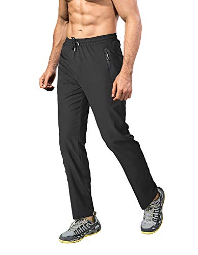 EKLENTSON Men's Quick Dry Hiking Trousers, Black, Size 38