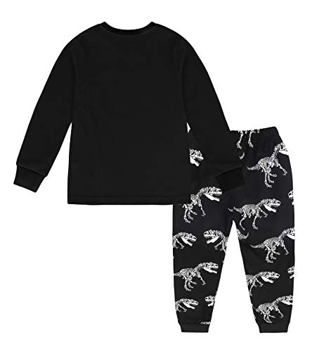 Amzbarley Conjuntos de pijama de mangas compridas de dinossauro para meninos pequenos Pijamas para c