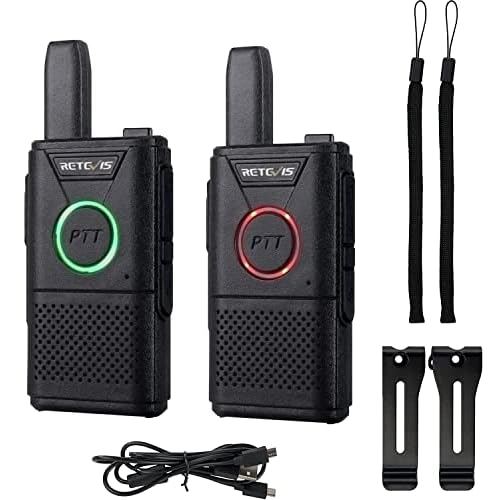 Retevis RT618 Walkie Talkie for Adults, Dual PTT PMR446 License Free 2 Way Radio Long Range, VOX Portable Mini Rechargeable Walkie Talkie for Hiking Camping and Motorbikes (Black, 2pcs)