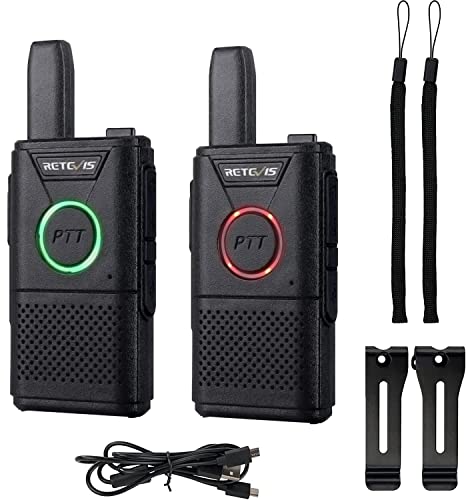 Retevis RT618 Mini Walkie Talkie, PMR 446 sin Licencia 16 Canales Radio Bidireccional VOX Scan CTCSS/DCS Transmisores-receptores,Walkie Talkie Niños con Cable USB Universal (2Par, Negro)