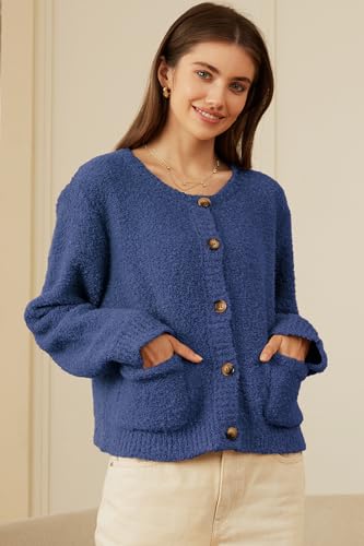 Image of Arach&Cloz Women's Open Front Cardigan Sweaters Fall Fashion Button Down Knit Chunky Outwear Coats with Pockets