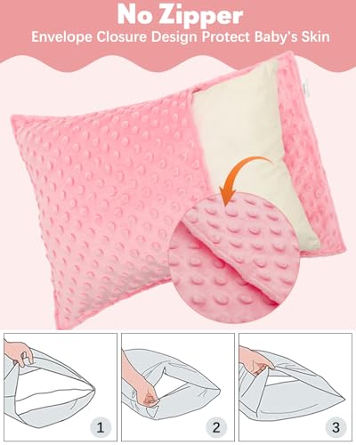 Image of ALVABABY Toddler Pillowcase Kids Pillow Cover Bean Velvet Soft Warm 2 Pack Fit 13 inchx 18 inch or 12 inchx16 inch Envelope for Girl Boy Sleepy Travel 2TPD03A
