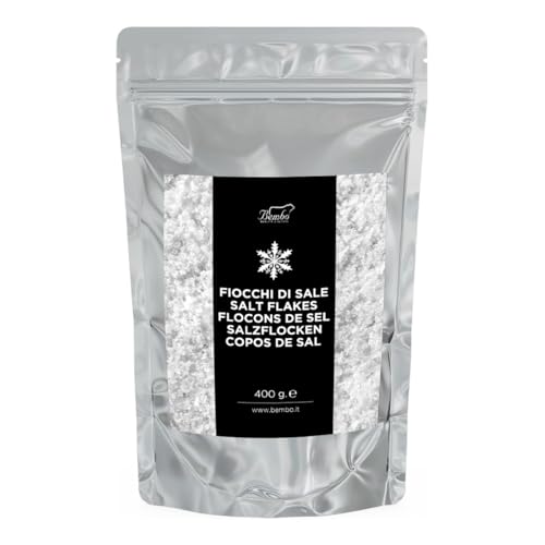 Flocos de Sal Bembo 400 g - Flocos de Sal Puro del Mediterráneo – Para Carne, Pescado, Ensaladas, Barbacoa - Envase de 400 g