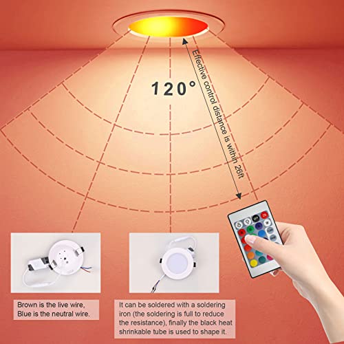 Esbaybulbs Led Recessed Ceiling Light 3 Inch / 4 Inch 5W Rgb Dimmable Led Downlight Color Changing Retrofit Can Lights By Ir Remote Control 10 Pack #TOP4