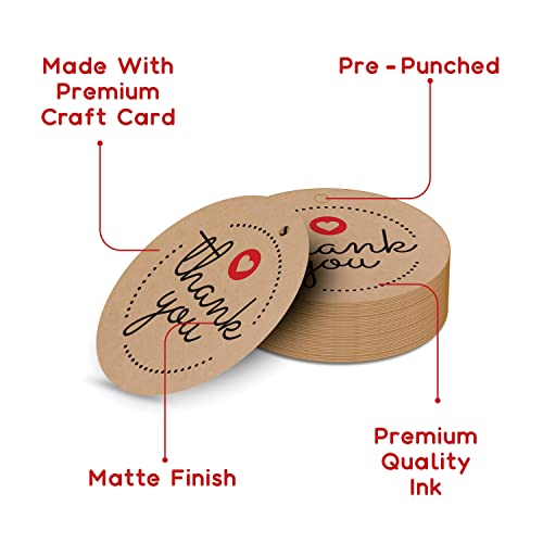 Image of Clickedin - Thank You Craft Tags for Packaging with String 50 Pieces