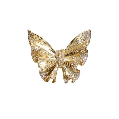 Gold Butterfly Rhinestone Brooch Pin for Women Exquisite Golden Brooch
