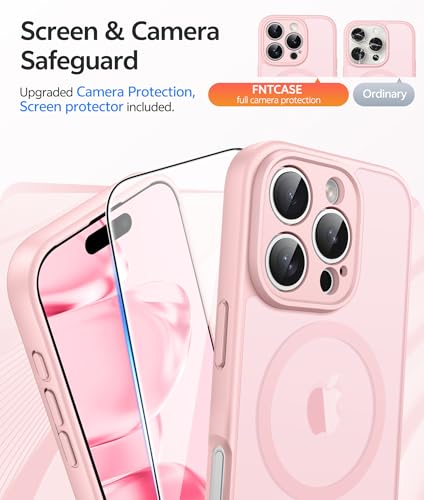 Image of FNTCASE for iPhone 16 Pro Case: [Compatible with Magsafe] Translucent Matte Cases with [Full Camera Protection] [Screen Protector] Military Grade Shockproof Protective Phone Cover - Light Pink
