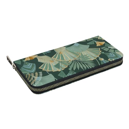 Leather Hand Wallet for Mothers Day Women Card Holder Large Capacity Credit Wallet with Zippering Abstract Leaf2