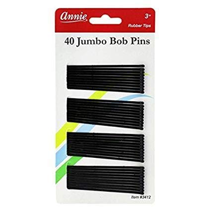 AnnieJumbo Curved Bob Pins - 2.75in, Black, 40 Count