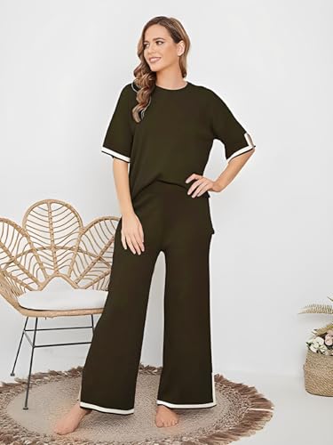 Image of TYSORT Women Casual Summer co ords Set Track Suit Oversized Top Baggy Pant,Top and Pajama Set